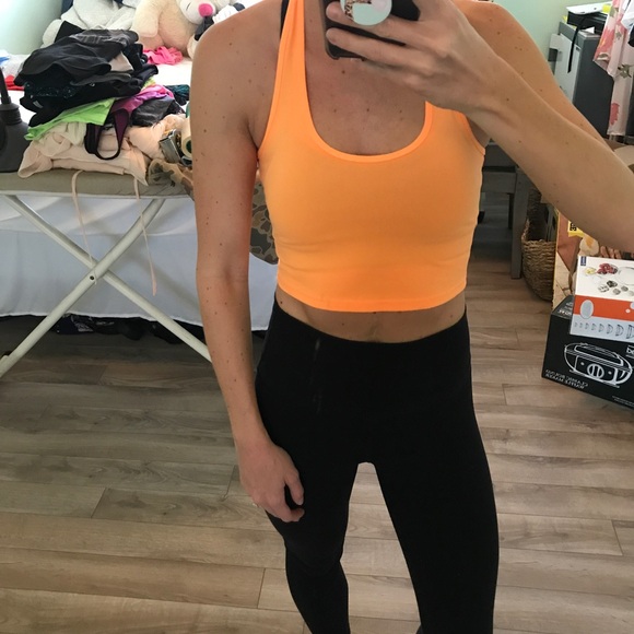Lululemon cool racerback*crop, neon orange, size 2 - Picture 1 of 5